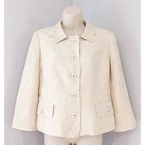 CONTEXT Jacquard Silk Blend Blazer Daisy Buttons